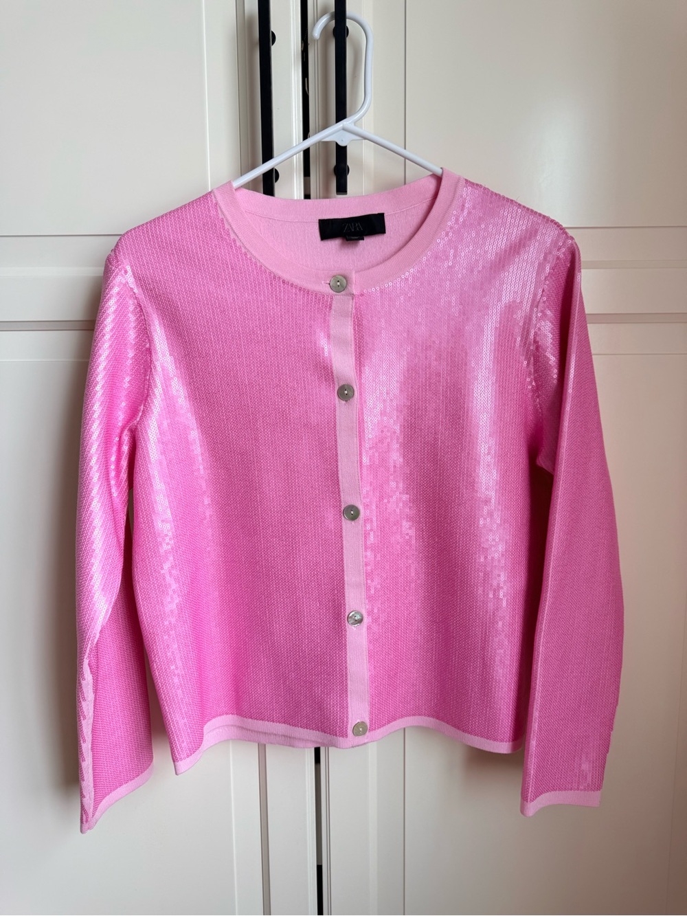 Zara Sequin Cardigan Size M Pink